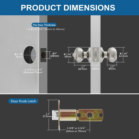 Keyed Entry Door Knob With Lock In Satin Nickel Finish Solid Stainless Steel For Front Or Back Doors Easy Install Diagram