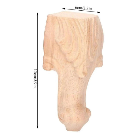 Close-up of a carved wood furniture leg from Four Piece Wood Furniture Legs Set Carved Table Feet For Sofa Cabinet And Desk 15x6cm Durable Support Easy Installation And Secure Fit Non Slip Dope Looking Hardware For Home Renovation.