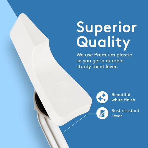 Toilet Handle Replacement With Front Mount Flush Lever In White, Durable, Easy Install, Sleek Elegant Design for Bathroom Upgrade