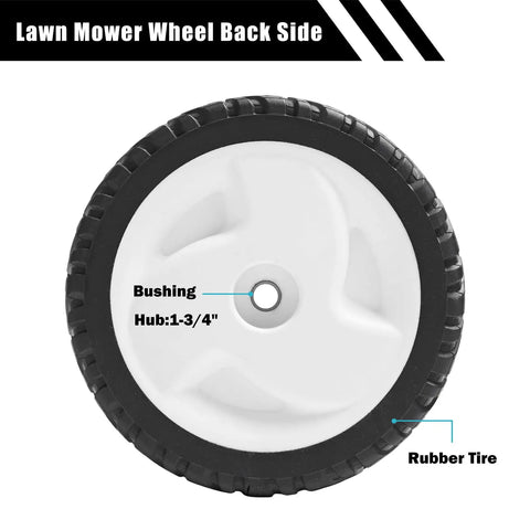 Back view of 8 Inch Front Drive Wheel Set For Toro 22 Inch Recycler Self Propelled Lawn Mower Replacement 105-1815 Gear Assembly