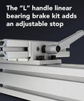Double Flange Short Aluminum Linear Bearing For 3 Inch Extrusion 80 20 15 Series Four Mount With Brake Holes Self Lubricating UHMW Bearing Block For Precise Linear Motion And Smooth Glide, L-handle brake stop on aluminum extrusion