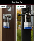 Outdoor Padlock Set With Keys Keyed Alike Long Hardened Shackles That Resist Cutting For Gates Sheds And Fences Weatherproof