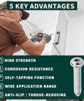 Pro Shop Grade Pan Head Self Tapping Screws With Sharp Torx Drive Points And Full Thread Runouts Forged From Rust Defying 304 Stainless Steel, 5 key advantages highlighted.