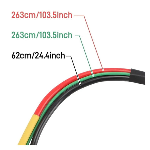 Heavy Duty Tesla Compatible Wiring Harness With Thick Insulation To Block Fraying And Shorts crafted with length indicators 263cm and 62cm.