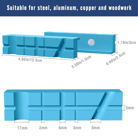Heavy Duty 5 Inch Magnetic Vise Jaws Soft Pads 1 Pair Thick Rubber Vice Grips Covers, measuring 4.92in x 0.59in x 1.18in.