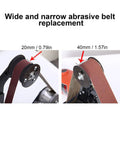 Diy Mini Belt Sander And Stainless Steel Pipe Polisher Featuring Flexible 20 And 40 Mm Strips for belt replacement demonstration.