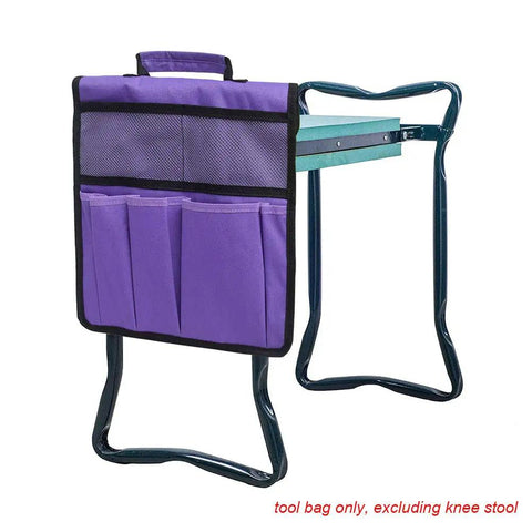 Foldable Garden Kneeler And Tool Tote Portable Seat And Storage Bag With Multiple Pockets Hanging Organizer For Tools Gardening Stool Durable 600D Oxford Cloth Purple