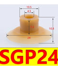 Silicone Vacuum Suction Cup Set 5 Pack For Manipulator Pneumatic Systems Strong Adhesion Gripper Tool Multi Size 24mm detailed view with dimensions.