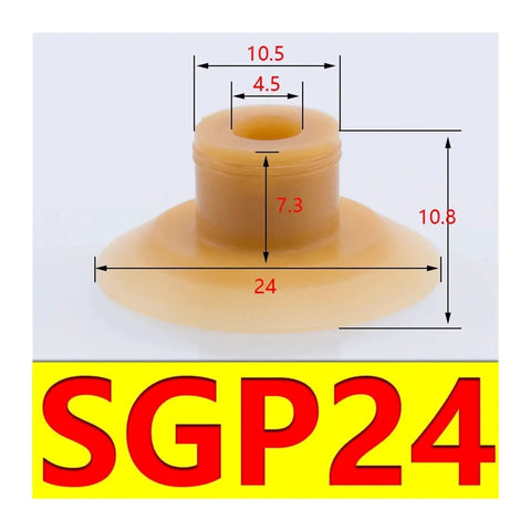 Silicone Vacuum Suction Cup Set 5 Pack For Manipulator Pneumatic Systems Strong Adhesion Gripper Tool Multi Size 24mm detailed view with dimensions.