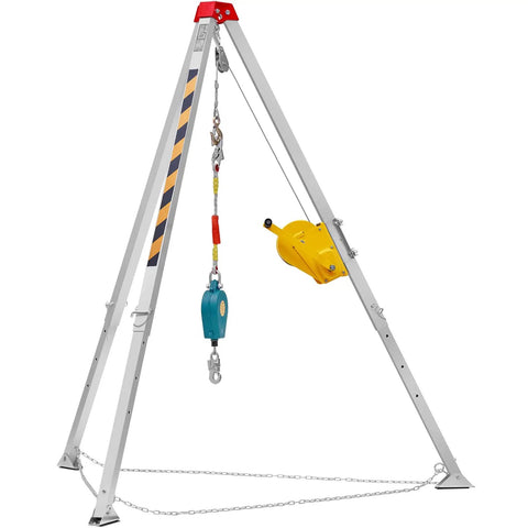 Built Like A Tank Heavy Duty Confined Space Tripod Winch Kit With Secure Harness Portable Air Blower And Smart Gas Detector For No Sweat Emergency Retrieval