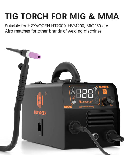 Pro Grade Heavy Duty TIG Welding Gun WP26V 4M Cable With European Connector showcasing welding machine compatibility