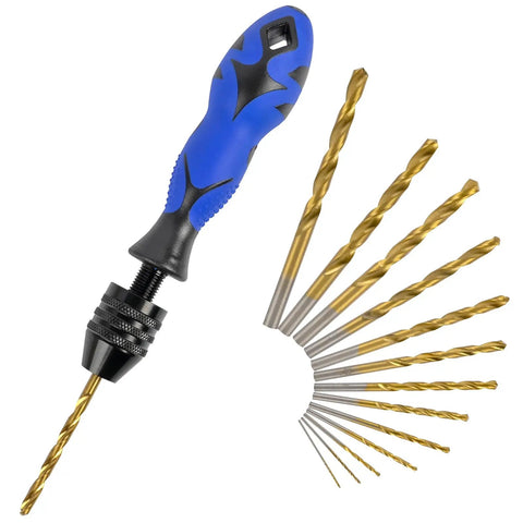 Adjustable Pin Vise Hand Drill Kit With 13 Pcs HSS Drill Bits 0.8mm To 6.5mm For Wood Jewelry Plastic Beads And Craft Projects Ideal For DIY Hobbyists