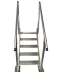 Heavy Duty Aluminum Dock Stairs With Five Wide Platforms And Twin Handrails for easy shoreline access.