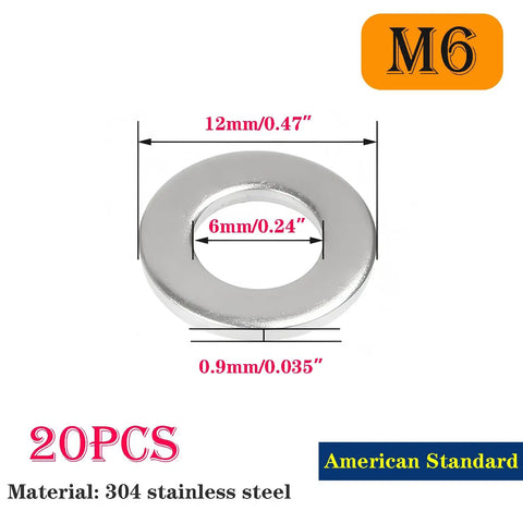Beefy Stainless Steel Flat Washers 304 20 Pack For Bolts 10 Gauge Hardware Rust Resistant Durable Fastening Washers