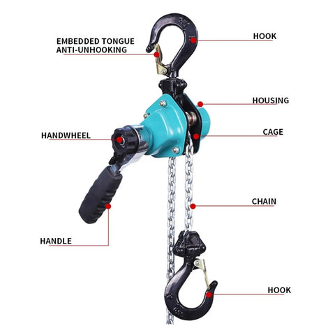 Kick Your Heavy Lifting To The Next Level With This Ultra Durable Manual Lever Hoist Block with hooks and chains