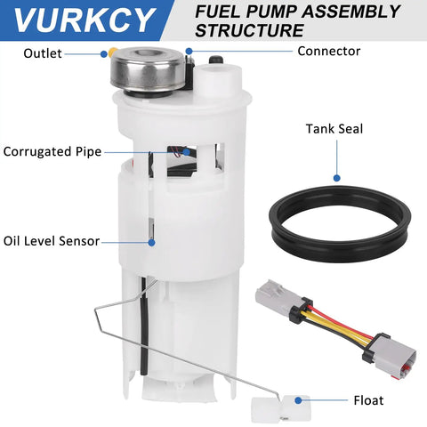 Straight Fire Electric Fuel Pump Module Assembly With Integrated Pressure Sensor, showing outlet, sensors, and tank seal.