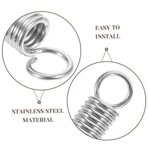Eight Pieces Extended Compression Spring Assortment Kit For Electric Vehicle Stands Ladder Foot Supports With Heavy Duty Stainless Steel Build For Reliable Structure And Smooth Easy Use In Garage Or Home Projects, stainless steel spring close-up