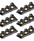 Rock Solid Six Pack Adjustable Recessed Lighting Smooth Swivel Gimbal Eyeball Downlights pack of six, black finish with gold accents.