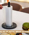 Blue Pearl Granite Paper Towel Holder With Marble Base And Metal Rod 8 Inch Countertop Stand used as plastic wrap stand
