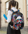Personalized Dope Panda Backpack With Custom Name For Work And Travel College 16 Inch Laptop Bag Large Daypack with colorful panda design