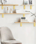 50Pcs Heavy Duty Wall Mounted Table And Shelf Bracket Set in modern living room with minimalist decor and clock display