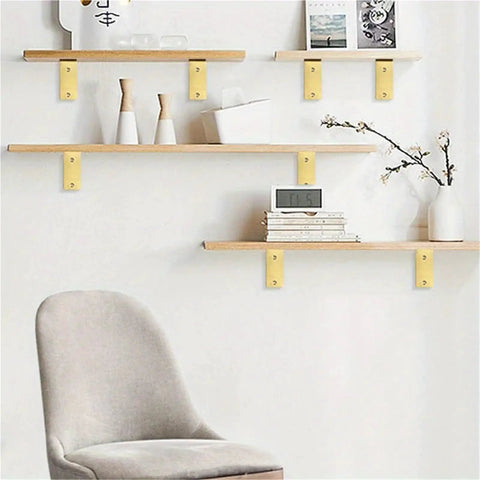 50Pcs Heavy Duty Wall Mounted Table And Shelf Bracket Set in modern living room with minimalist decor and clock display