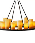 Sharp Retro Industrial Marble Pendant Light Featuring Sleek Candle Design Ideal For Bedroom Living Room Or Home Office Hanging Lamp That Delivers Badass Vintage Lighting Vibes Bulb Not Included, featuring a circular design with multiple faux candles.