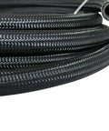 Pro 6AN To 3/8 Inch Fuel Line Hose Kit With Nylon Braided Steel Construction For Universal Car Install And Custom Builds Plus Extra Long 20 Foot Fuel Tubing Length, coiled hose close-up
