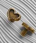 Antique Brass Heart Cabinet Knobs With Hammered Texture Solid Metal Drawer Pulls And Handles For Boho Nursery Dresser Kitchen
