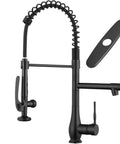 Slick Matte Black Kitchen Faucet With Pull Down Sprayer Dual Nozzles And Single-Handle High-Pressure Spray For Quick Rinsing