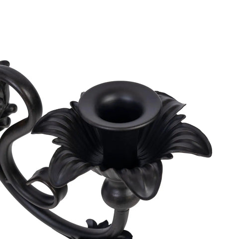 Premium Black And Gold Metal Candle Sconces Set Of Two, Gothic Wall Decor For Living Room, rustic iron candle holder with floral design.