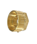 Brass NPT reducer bushing, 1-1/4 in male to 3/4 in female, hex threaded pipe fitting