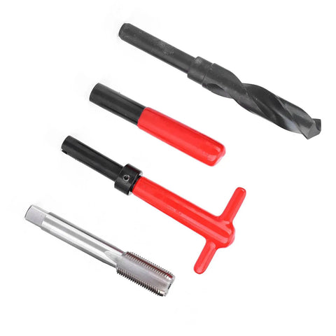 Pro Grade Ten Piece M18x1.5 Thread Repair Kit Stainless Steel Coil Insert System tools including drill and wrench