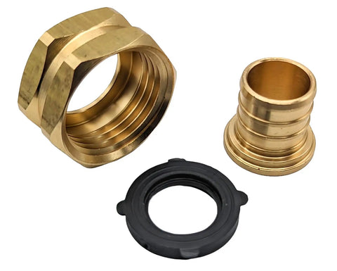 Beefy Brass Garden Hose Adapter Swivel Fitting Three Quarter Inch PEX Barb To Three Quarter Inch GHT Female Connector No Fuss Heavy Duty High Pressure Rust And Corrosion Resistant Patented Design For Leak Free Outdoor Watering brass adapter parts
