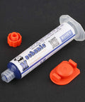 DIY Friendly UV Curing Solder Paste For PCB Repairs, Non Clean Flux That Requires No Wash, syringe and caps displayed