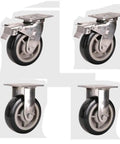 Heavy Duty 304 Stainless Steel Caster Wheels Featuring Thick Flat Base Plate Dual Sealed Ball Bearings Rustproof Cart Casters in four angles.