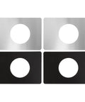 Top Grade Stainless Steel Door Lock Reinforcer Plates With Easy Install Adhesive Backing Perfect For Fixing Shaky Handles And Deadbolts While Boosting Home Security Plus Adding A Nice Decor Touch Without Screws Needed At All. 4-pack stainless steel door lock reinforcer plates in silver and black, square hole cutout