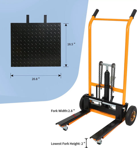Heavy Duty Hydraulic Pallet Jack Stacker With Smooth Winch Lift And Rugged Steel Forks Handles 440 Pounds Up To Thirty Five Inches Fast For No Sweat Warehouse Moves And Dead Simple Heavy Hauling Tasks
