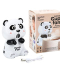 Nifty Desktop Cooling Fan Featuring Three Adjustable Speeds And Portable Usb Rechargeable Power to chill beverages with a panda design.
