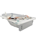 Side view of Genuine OEM Lint Filter Assembly For Dryers replacement part for LG dryers with connectors and durable white plastic frame