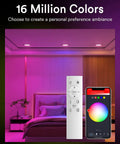 Smart LED Can Lights 5 To 6 Inch, WiFi Recessed RGB Color Changing Downlights in a bedroom with remote and app control display.