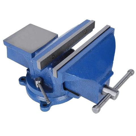 8 In Cast Iron Table Vise Heavy Duty Anvil Tool For Milling Drilling Machines Strong Forge Jaw Clamp 150Mm Opening blue cast iron table vise with sturdy jaws and screws.