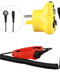 2 In 1 ESD Wrist Strap With Grounding Plug For Easy Grounding From Outlet Socket Static Control Anti Static Silicone Bracelet Earth Bonding Plug For Rubber Mat showing red bracelet and yellow plug.