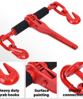 G80 Chain And Binder Set One Quarter To Five Sixteenths Inch Four Pack With Ten Foot Chains Ratchet Tie Down Binders in red finish