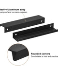 3 Pack 150mm Edge Pull Cabinet Handles Black Aluminum Alloy Back Mount Concealed Pulls for Cabinets and Drawers, Hidden Design