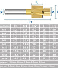 NUSHKI counterbore end mill for metal milling; gold-colored cutting head with silver shank