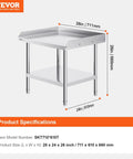 Stainless Steel Grill Stand Table 24 By 28 By 26 Inches With Adjustable Undershelf Built Tough For Home Kitchen Restaurant And Hotel Use Commercial Grade Work Table, side view