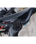 Close-up of a bike seatpost ear clamp with 7x9 titanium bolt for carbon rails. CNC aluminum clamp, part of the Bike Seatpost Ear Clamp 7x9 Titanium Bolt Kit For Carbon Rails CNC Aluminum Clamp Lightweight And Durable Your Go To Upgrade For Trek Domane Emonda SLR 9 7 6 SL Series.
