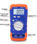 Handheld Capacitance Meter With LCD Backlight And Data Hold 1999 Count Display Measures 200 pF To 20 mF High Accuracy Pro Grade Portable Lab Tool For The Workshop Factory Or Home Testing Workhorse, front view