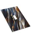 Top Tier One Gang Light Switch Cover With Gradient Abstract Ripple Blue And Gold Marble Print Hella Chic Decorative Wall Plate, 5x3in, polycarbonate material.
